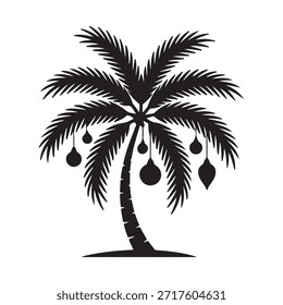Explore un Arte vectorial festivo de la silueta de la palmera con los ornamentos elegantes, ideales para los temas tropicales de las Navidades. Diseño moderno y de alta calidad para todas sus necesidades estacionales
