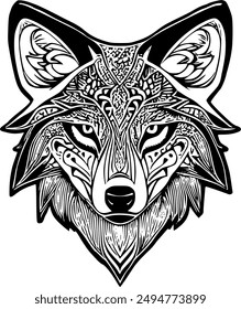 Explore the fierce beauty of nature with this tribal soul-animal wolf head vector design. Perfect for adding a bold, artistic touch to your projects. Intricate details and vibrant style await! #5of20