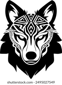 Explore the fierce beauty of nature with this tribal soul-animal wolf head vector design. Perfect for adding a bold, artistic touch to your projects. Intricate details and vibrant style await! #8of20