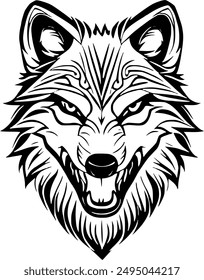 Explore the fierce beauty of nature with this tribal soul-animal wolf head vector design. Perfect for adding a bold, artistic touch to your projects. Intricate details and vibrant style await! #14of20