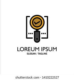 Explore, Find, Magnifier, Ok, Search Business Logo Template. Flat Color