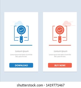 Explore, Find, Magnifier, Ok, Search  Blue and Red Download and Buy Now web Widget Card Template