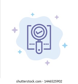 Explore, Find, Magnifier, Ok, Search Blue Icon on Abstract Cloud Background
