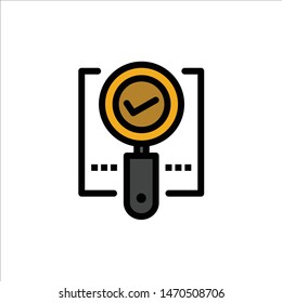 Explore, Find, Magnifier, Ok, Search  Flat Color Icon. Vector icon banner Template. Vector Icon Template background