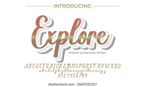 Pincel con estilo pintado con letras de Vector en mayúsculas, alfabeto, tipografía Explore