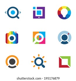 Explore fun colorful world social internet community network logo icon