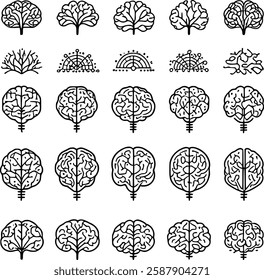 Explore the future of AI and neuroscience with this Neural Link Brain Icon Set! Designed for technology, biotech, and futuristic projects, these high-quality vector icons depict brain networks