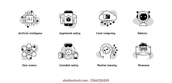 Explore the future of technology with this comprehensive icon set. From robotics and machine learning to blockchain and artificial intelligence.