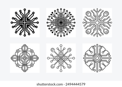 Explore the futuristic elegance of abstract circuit design silhouette vector art illustration. Perfect for modern decor, tech-themed visuals, and stylish digital projects.