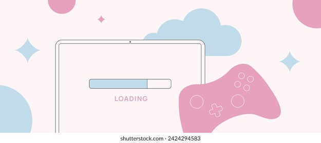 Explore Game Streaming. Seamless cloud gaming in web browser. Minimal latency, high picture quality, fast data transfer. Play any game, anywhere, with joystick or gamepad. Vector header illustration