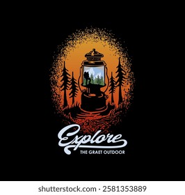 EXPLORE The Great Outdoor typography T SHIRT  design vector illustration