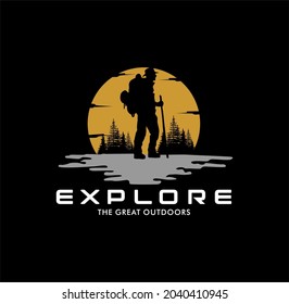 'Explore the great outdoors' Logo, For t-shirt,sweatshirt,hoodie prints, posters, stickers and other uses