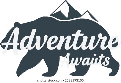 Explore the great outdoors with this minimalist bear silhouette t-shirt design! Featuring retro typography, it perfectly combines style and adventure for nature lovers and outdoor enthusiasts alike.