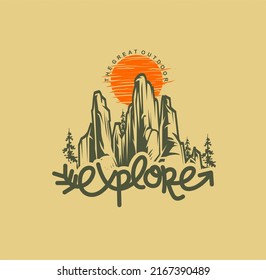 'Explore the great outdoors' For t-shirt,sweatshirt,hoodie prints, posters, stickers and other uses.