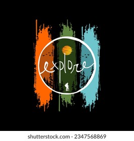 'Explore the great outdoors' vector bear badge. For t-shirt prints, posters, stickers and other uses.