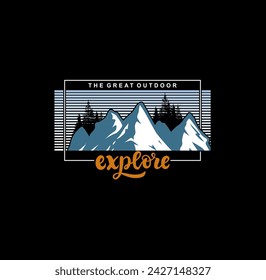 'Explore the great outdoors' vector bear badge. For t-shirt prints, posters, stickers and other uses.