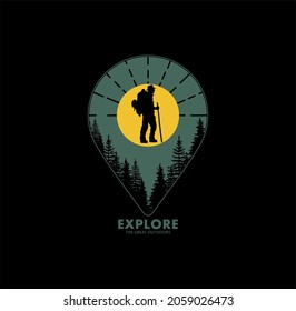 'Explore the great outdoors' vector  For t-shirt prints, posters, logo,stickers and other uses.
