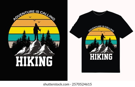 "Explore hiking t-shirt designs featuring scenic mountains, trails, nature graphics, and adventurous typography. Perfect for hikers and outdoor explorers!"