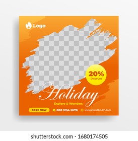 Explore & holiday banner social media template vector eps