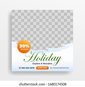 Explore & holiday banner social media template vector eps