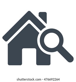 Explore House icon. Vector style is flat iconic symbol, smooth blue color, white background.