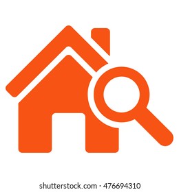 Explore House icon. Vector style is flat iconic symbol, orange color, white background.