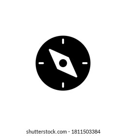 Explore Icon in black flat glyph, filled style isolated on white background