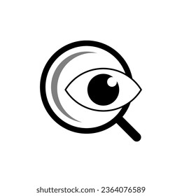 Explore Icon. Magnifier and Eye. Identification, Research Symbol.