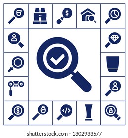  explore icon set. 17 filled explore icons.  Simple modern icons about  - Search, Loupe, Binoculars, Magnifying glass, Glass