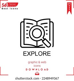 EXPLORE icon vector . Business marketing management, EXPLORE icons , simple, isolated, application , logo, flat icon for website design or mobile applications, 
UI  UX design Editable stroke. EPS10