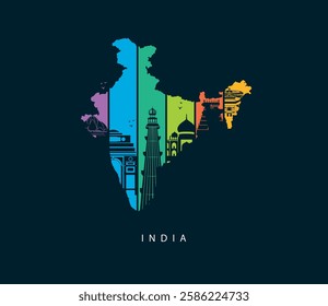 Explore india. modern skyscrapers in india illustration