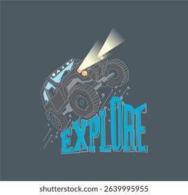 explore jeep in font t-shirt graphic design vector illustration 