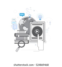 Explore Learning Training Courses Education Thin Line Vector Illustration