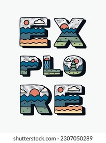 Explore letter vector with nature outdoor design inside