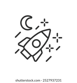 Explore, in line design. Explore, discovery, adventure, journey, search, exploration, navigation on white background vector. Explore, in line design editable stroke icon