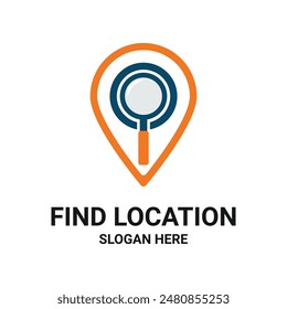 explore location logo design concept with magnifying icon