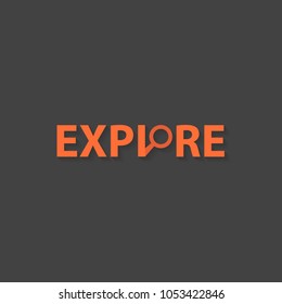 Explore logo design vector template. Explore text with magnifier.