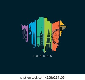 Explore London. set of UK landmark icons royalty free vectors illustration art for Logo, T shirt, banner, card design