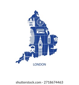 Explore Londres. conjunto de iconos de Lugar famoso del Reino Unido Vectores Libres de regalías ilustración arte para el logotipo, camiseta, Anuncio, diseño de tarjetas. Día mundial del turismo
