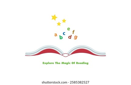 explore the magic of reading, world book day vector illustration