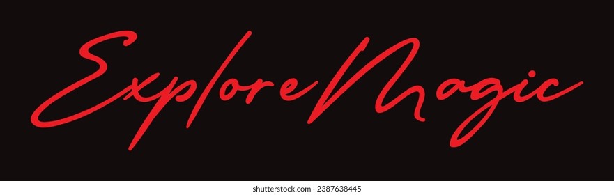 explore magic text on black background.