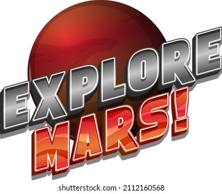 Explore Mars word logo design illustration