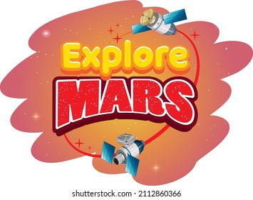 Explore Mars word logo design illustration