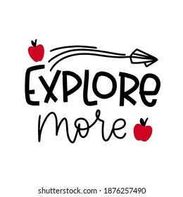 Explore more education quote vector design with paper plane and red apples clipart for pre-school or elementary school classroom decor.