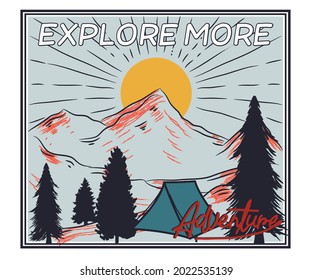 Explore more hand sketch vector design. Summer camp wild mountain  artwork for apparel and others. 