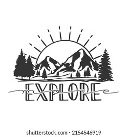 Explore More Illustration Clip Art Design Shape. Mountain Camping Silhouette Icon Vector.