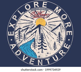 Explore more at the mountain. Adventure t shirt design. Outdoor vector artwork.