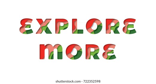 explore more text filled with paper cut layers 3d effect on a white background