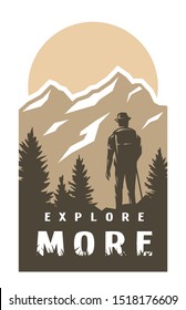 Explore more. Traveler on the background of wildlife.