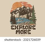 Explore more vector print design for t shirt and others. Mountain graphic print design for apparel, stickers, posters and background. Adventure artwork.